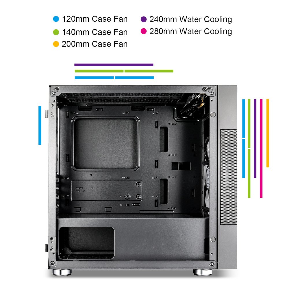Gabinete Gamer con Crital Templado Vetroo M01 , Micro ATX/Mini ITX, USB 2.0/3.0, sin Fuente, Negro