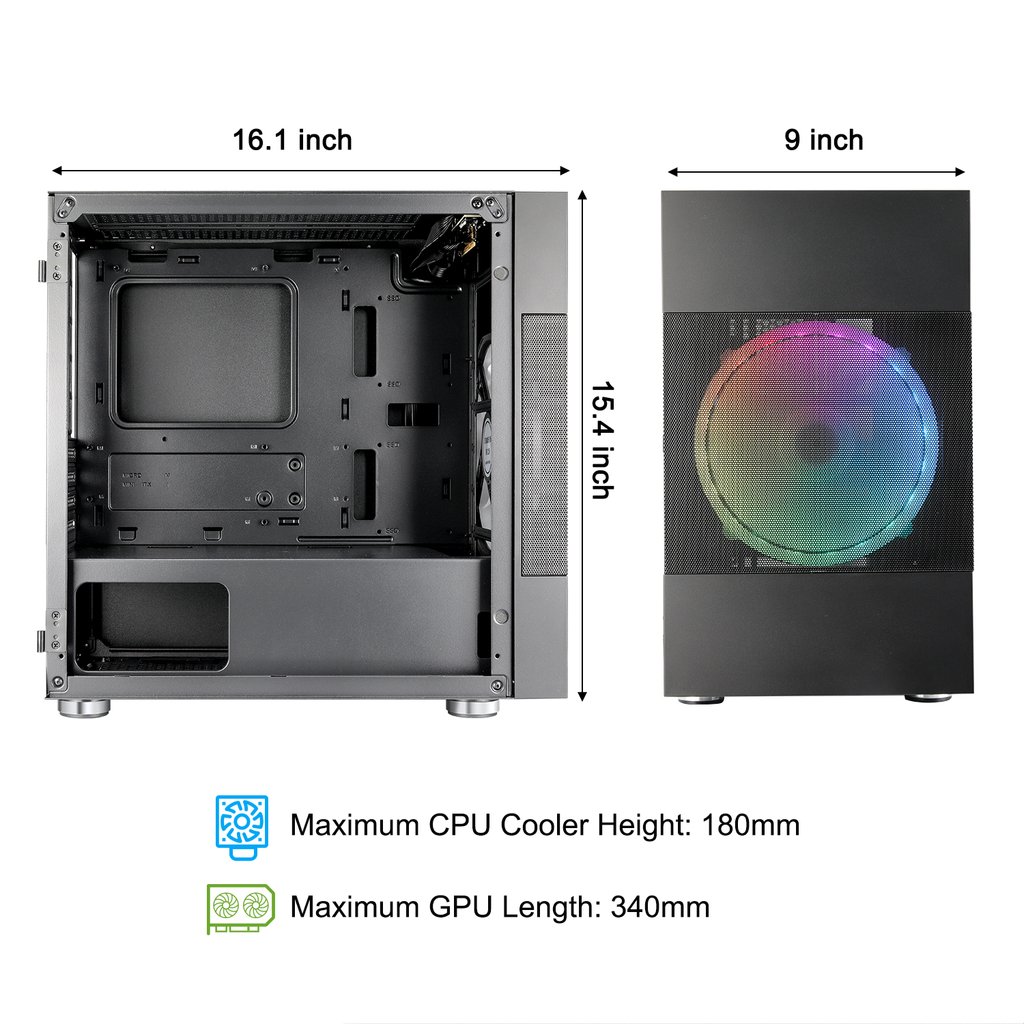 Gabinete Gamer con Crital Templado Vetroo M01 , Micro ATX/Mini ITX, USB 2.0/3.0, sin Fuente, Negro