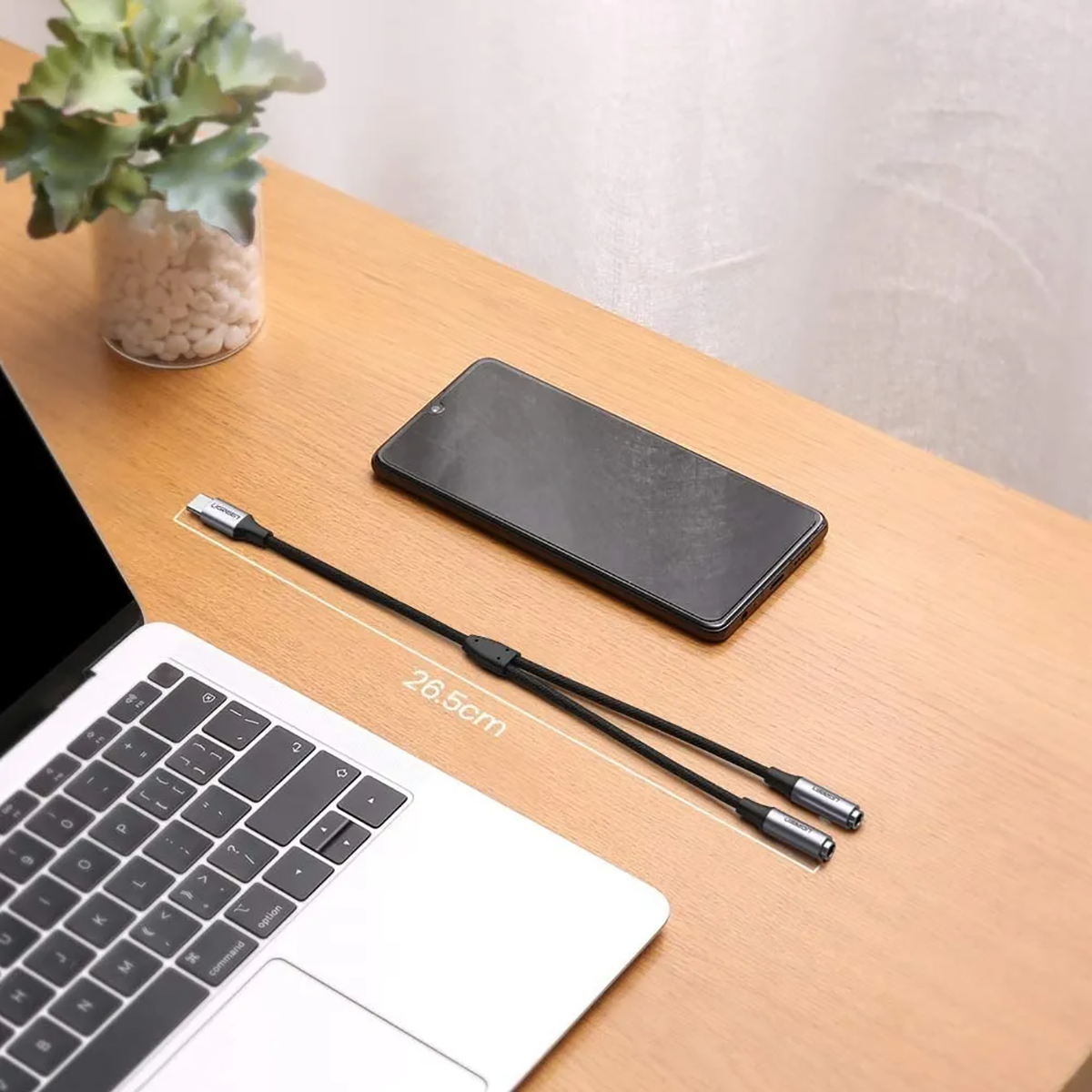 Adaptador Divisor Usb C A 3.5mm Jack Cable Nylon Ugreen