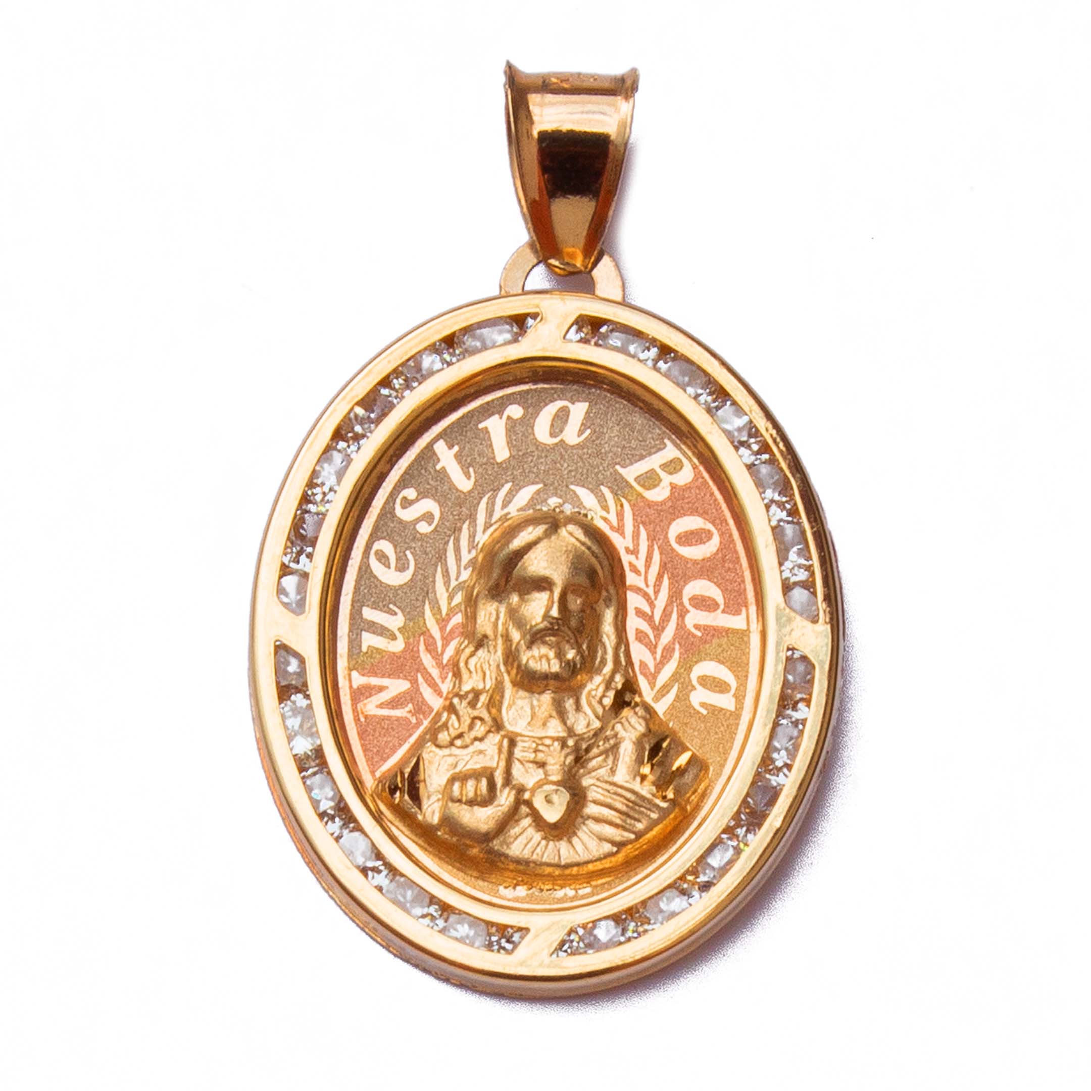 Medalla Sagrado Corazon De Jesús Boda Oro 14 Kilates.