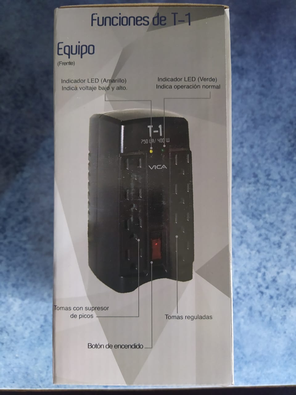 REGULADOR ELECTRÓNICO DE VOLTAJE 750 VA 400 WATTS 8 TOMAS 5-15R ENERGIA NEGRO SMART TV CEL PANTALLA