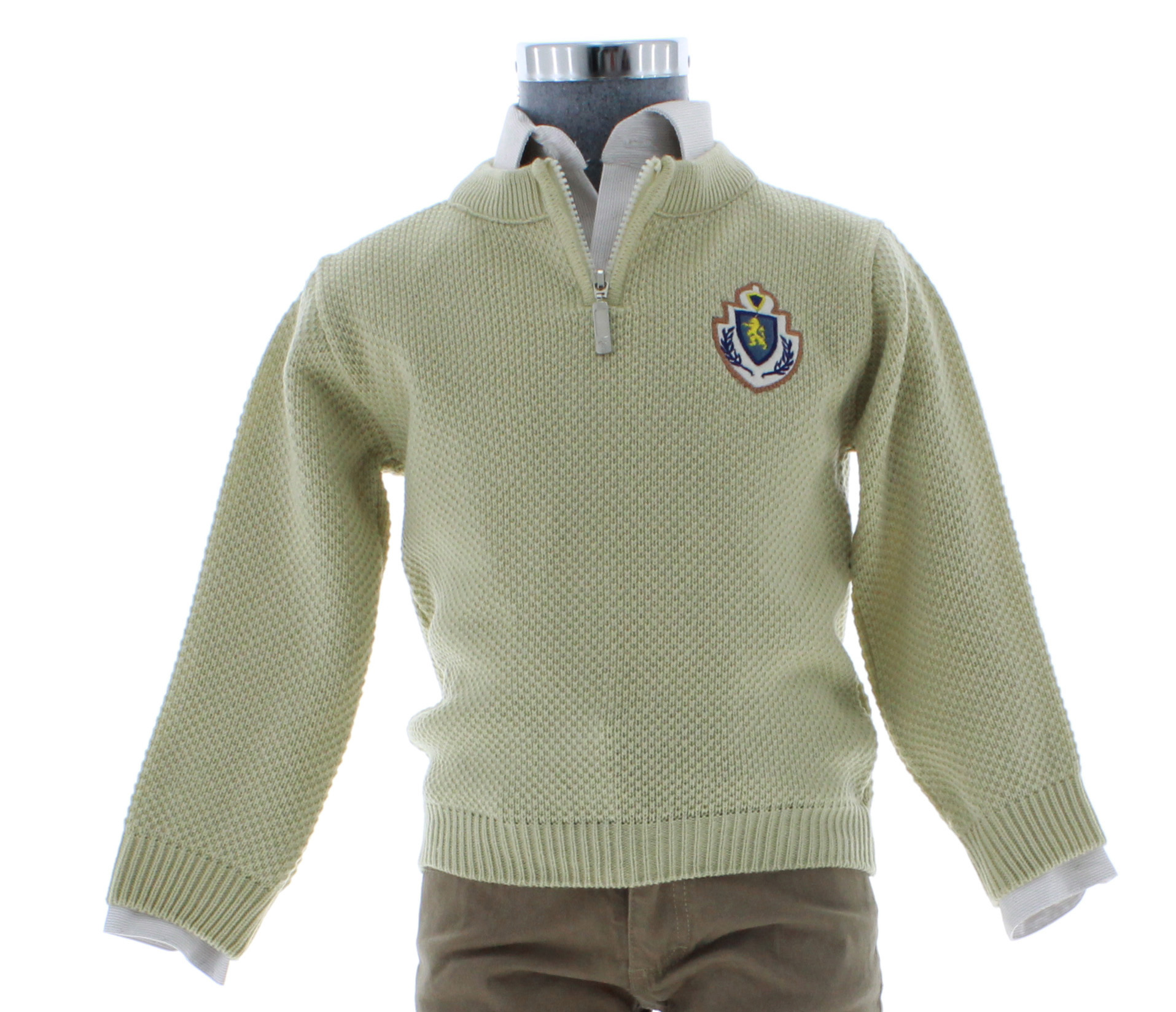 Sueter Niño Tejido Liso Beige 2685 2 a 14 Años.