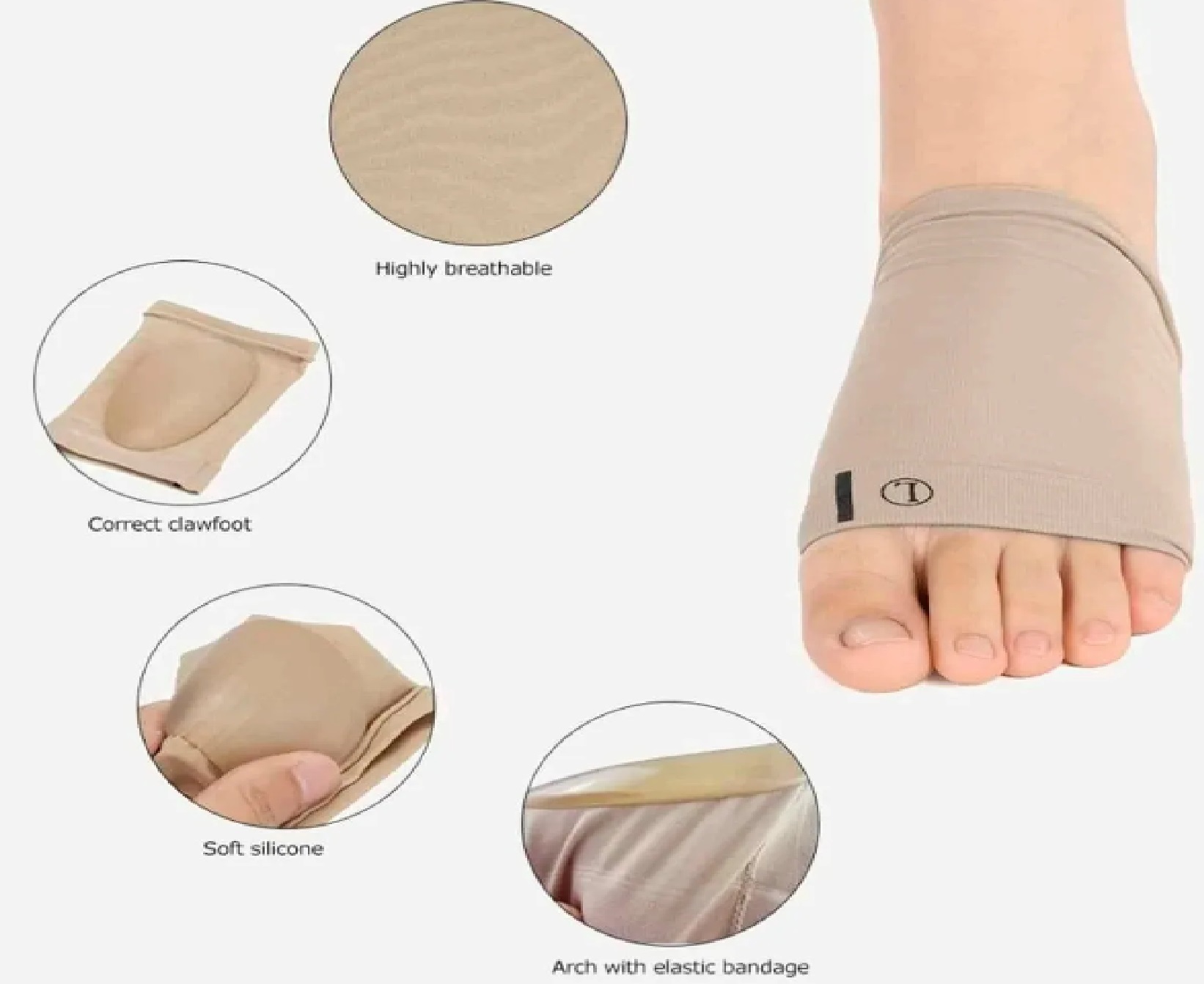 Venda Con Almohadilla De Gel Pie Plano Soporte Arco Fascitis