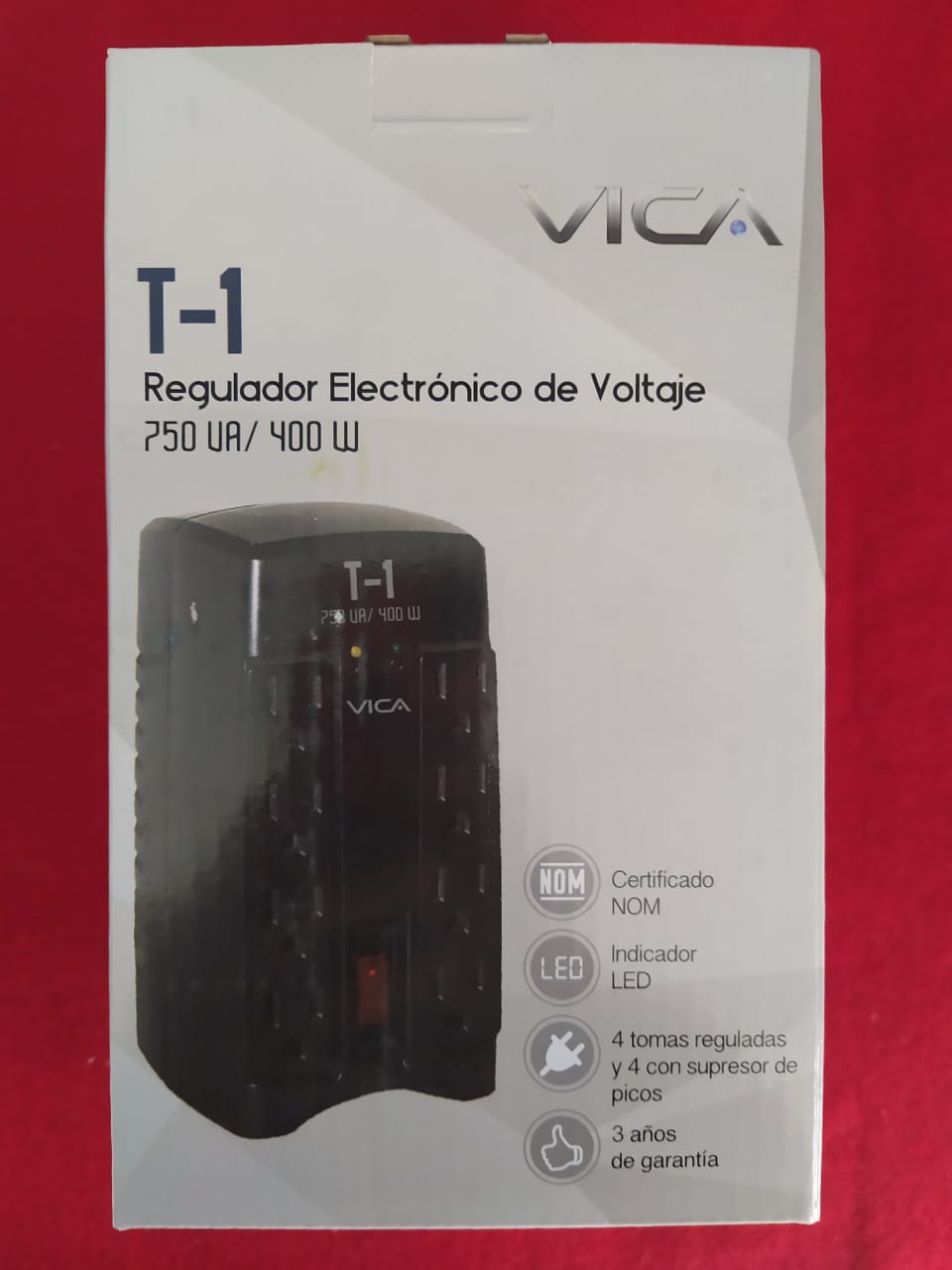 REGULADOR ELECTRÓNICO DE VOLTAJE 750 VA 400 WATTS 8 TOMAS 5-15R ENERGIA NEGRO SMART TV CEL PANTALLA