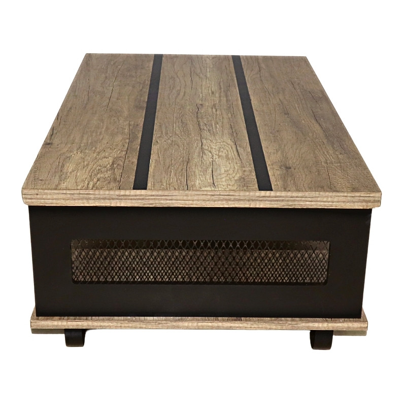 Mesa de Centro de NORVAL Muebles Matti con estilo Industrial Moderno con melamina en color Roble con Negro