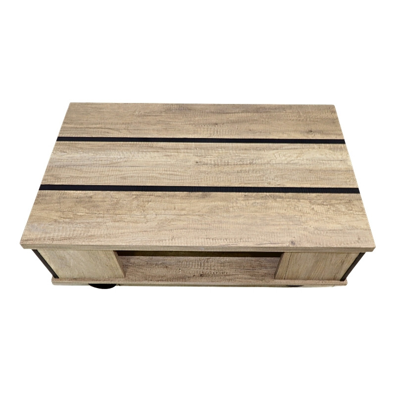 Mesa de Centro de NORVAL Muebles Matti con estilo Industrial Moderno con melamina en color Roble con Negro