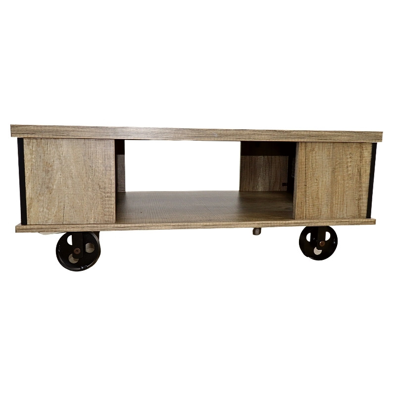 Mesa de Centro de NORVAL Muebles Matti con estilo Industrial Moderno con melamina en color Roble con Negro