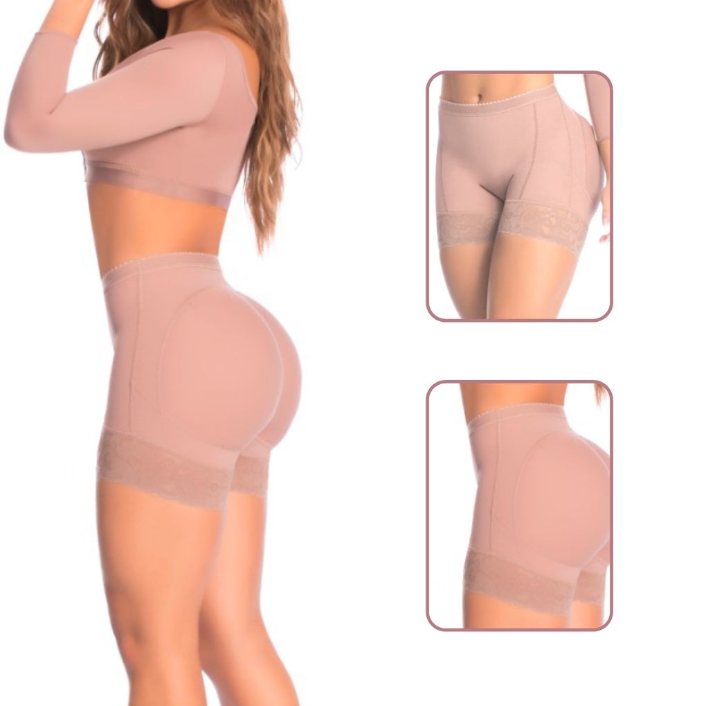 Fajas Colombianas Short Reductor Levanta Cola Control Abdominal, Panty Short Levanta Gluteos con Realce Natural