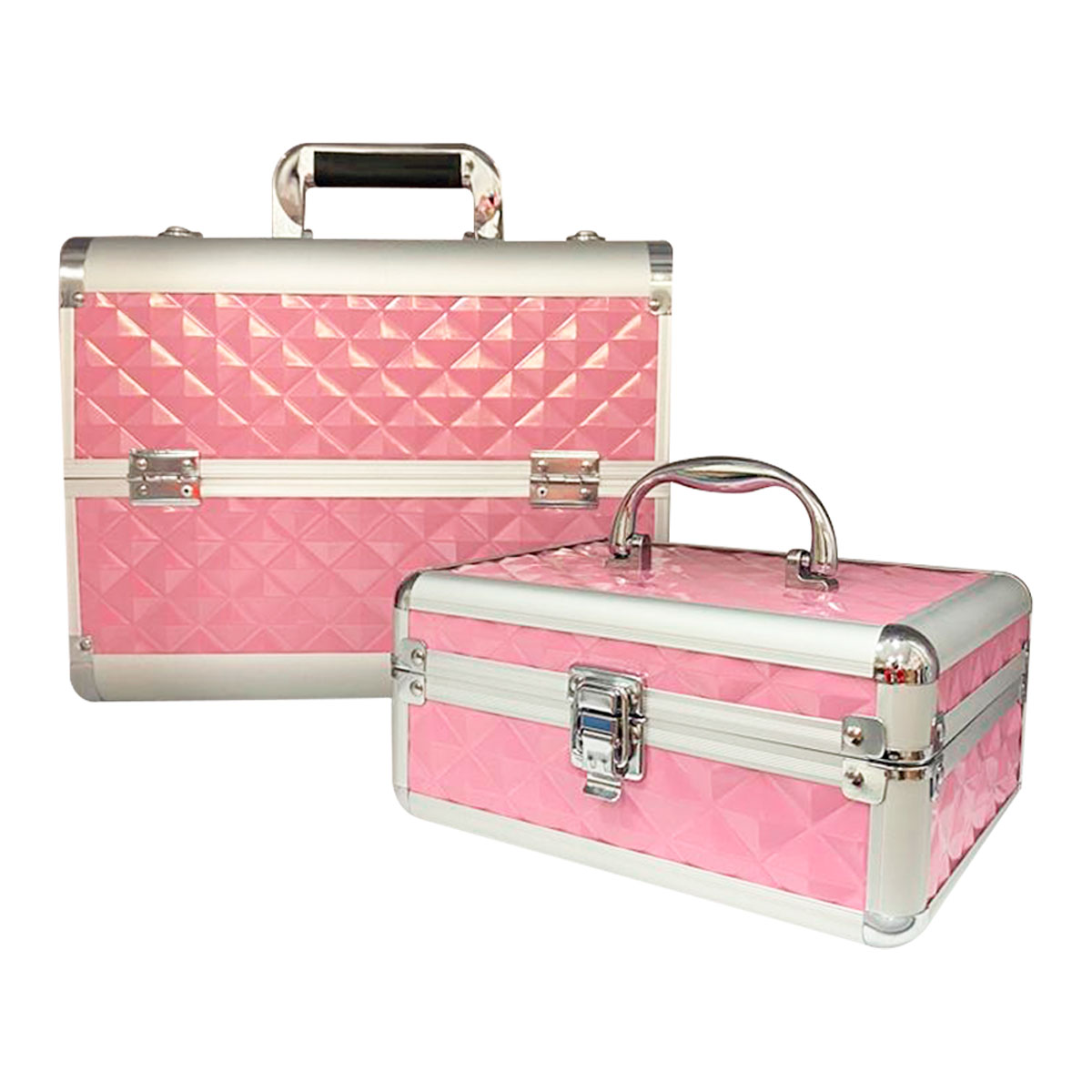 Cosmetiquera Neceser Profesional Diseño Rombos Rosa