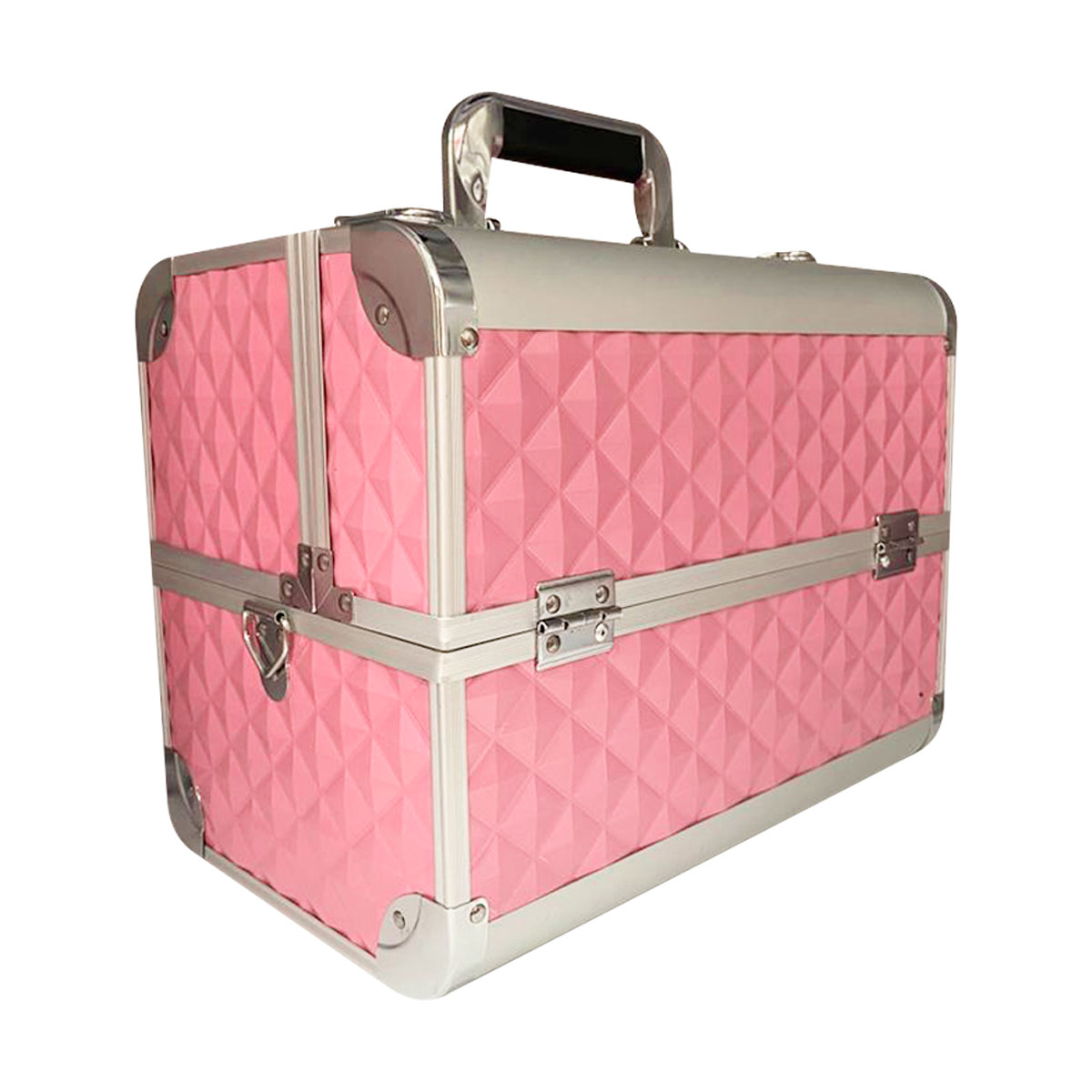 Cosmetiquera Neceser Profesional Diseño Rombos Rosa