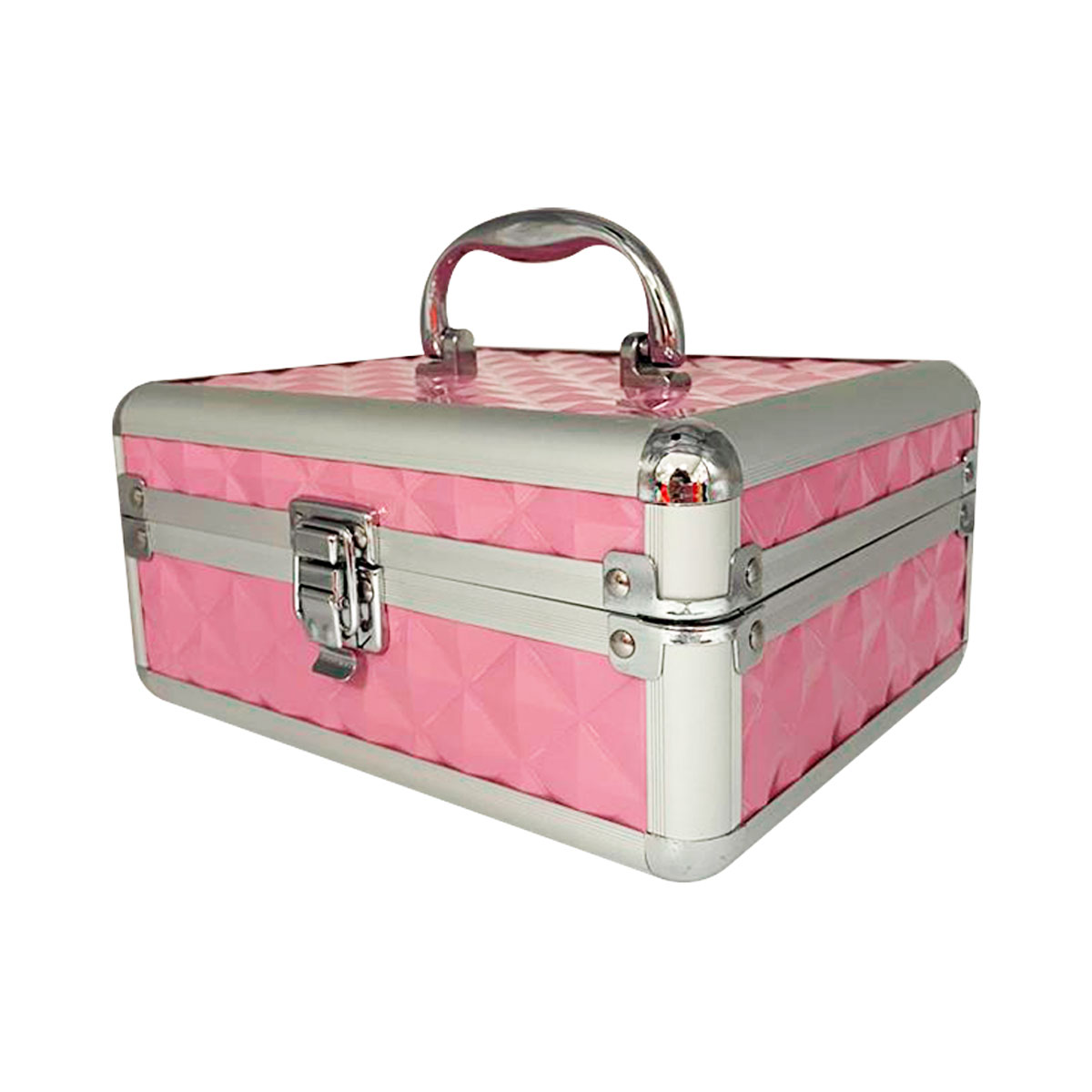 Cosmetiquera Neceser Profesional Diseño Rombos Rosa