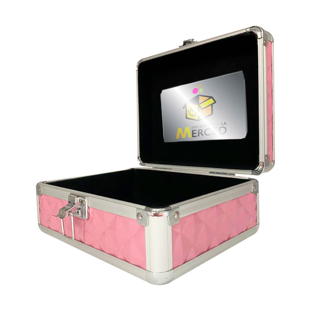 Cosmetiquera Neceser Profesional Diseño Rombos Rosa