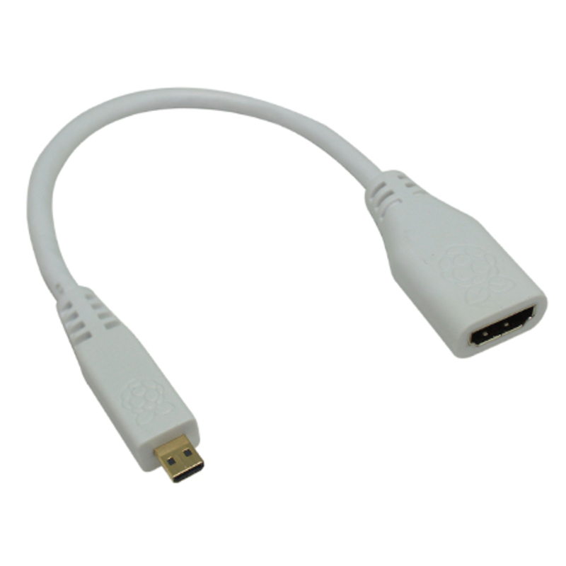 CABLE MICRO HDMI A HDMI BLANCO 235mm OFICIAL PARA RASPBERRY PI