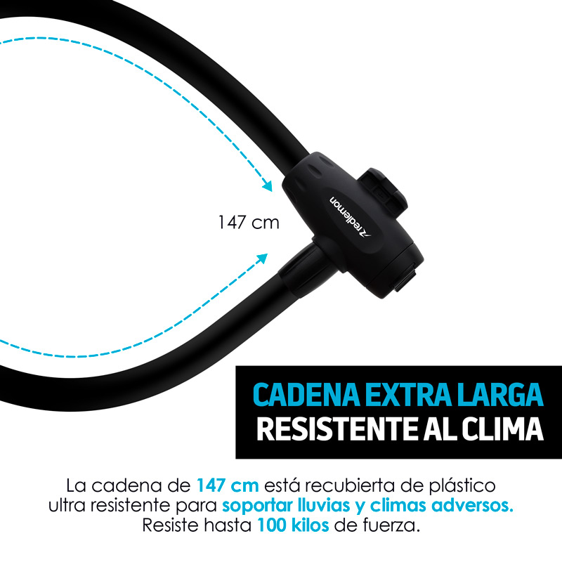 Candado para Bicicleta Básico Extra Largo (1.47m) Redlemon