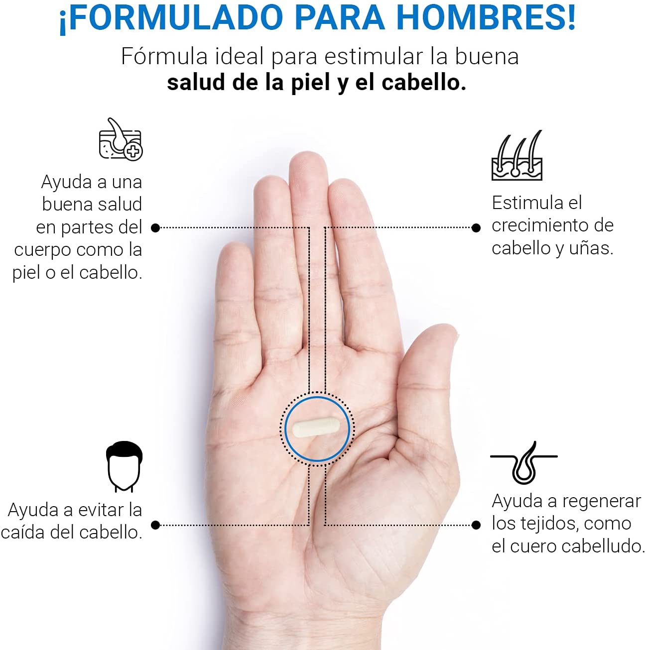 Vitaminas Cabello Y Barba Para Hombre De 180 Cápsulas B Life