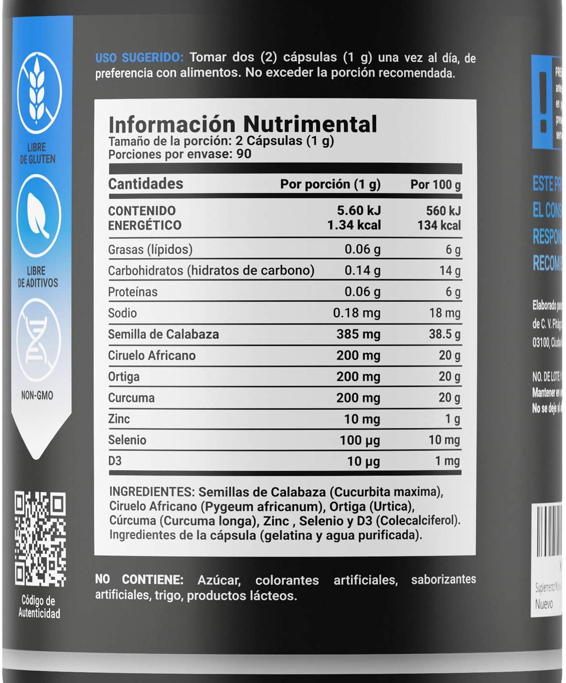 Suplemento Para La Próstata De 180 Cápsulas B Life