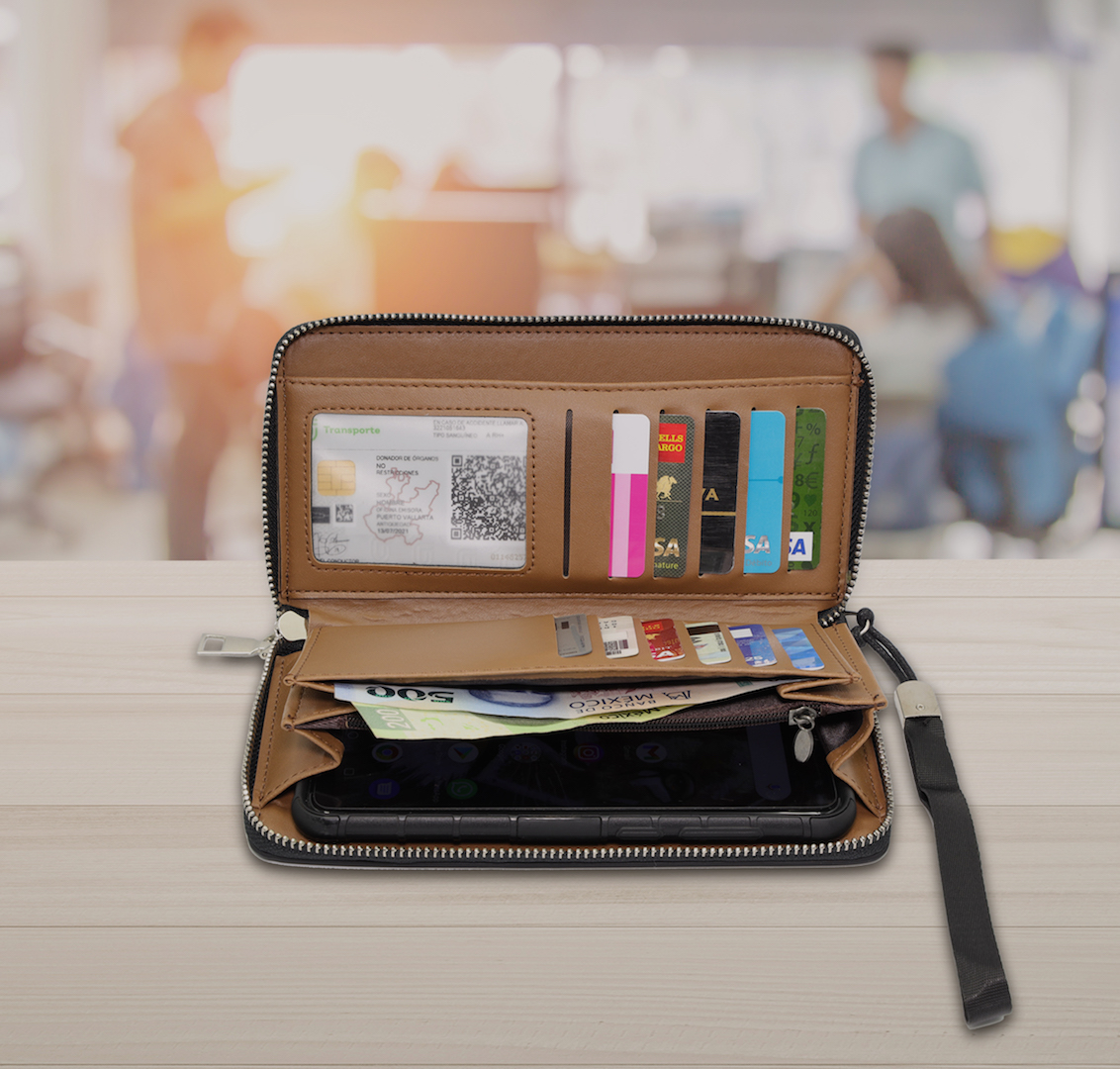 Cartera De Lujo Para Caballero Con Tarjetero Y Porta Celular