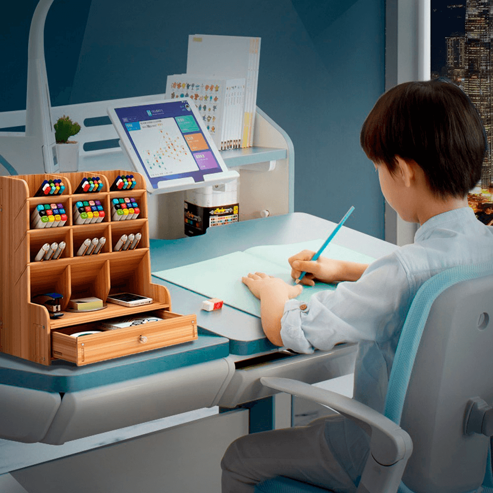 Organizador De Escritorio de  Madera Con Cajonera Oficina Home Office.