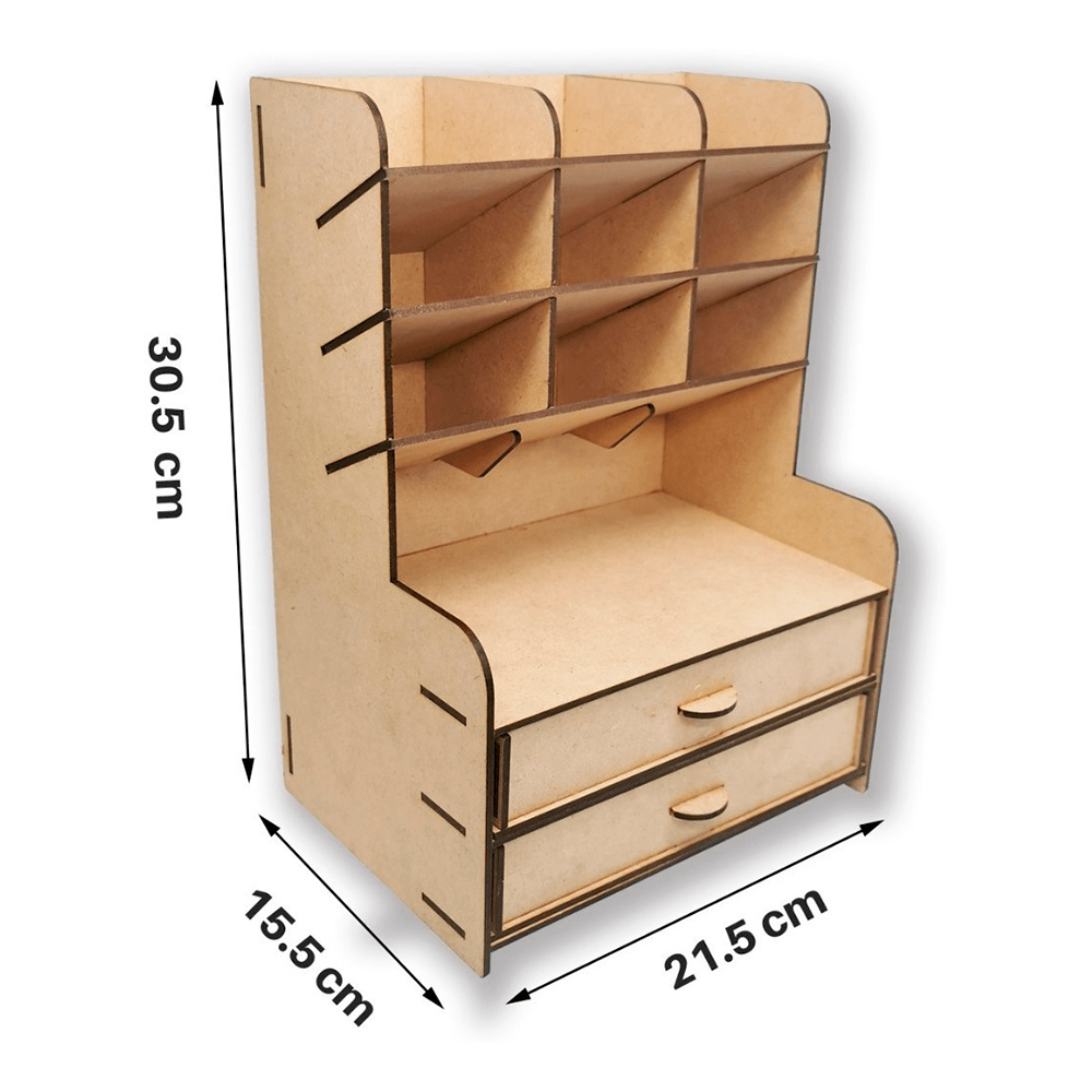 Organizador de Escritorio para Plumones Plumas Lapices con Doble Cajon