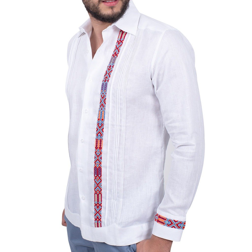 Guayabera Bordada - Modelo Bonampak - Lino, Slim Fit