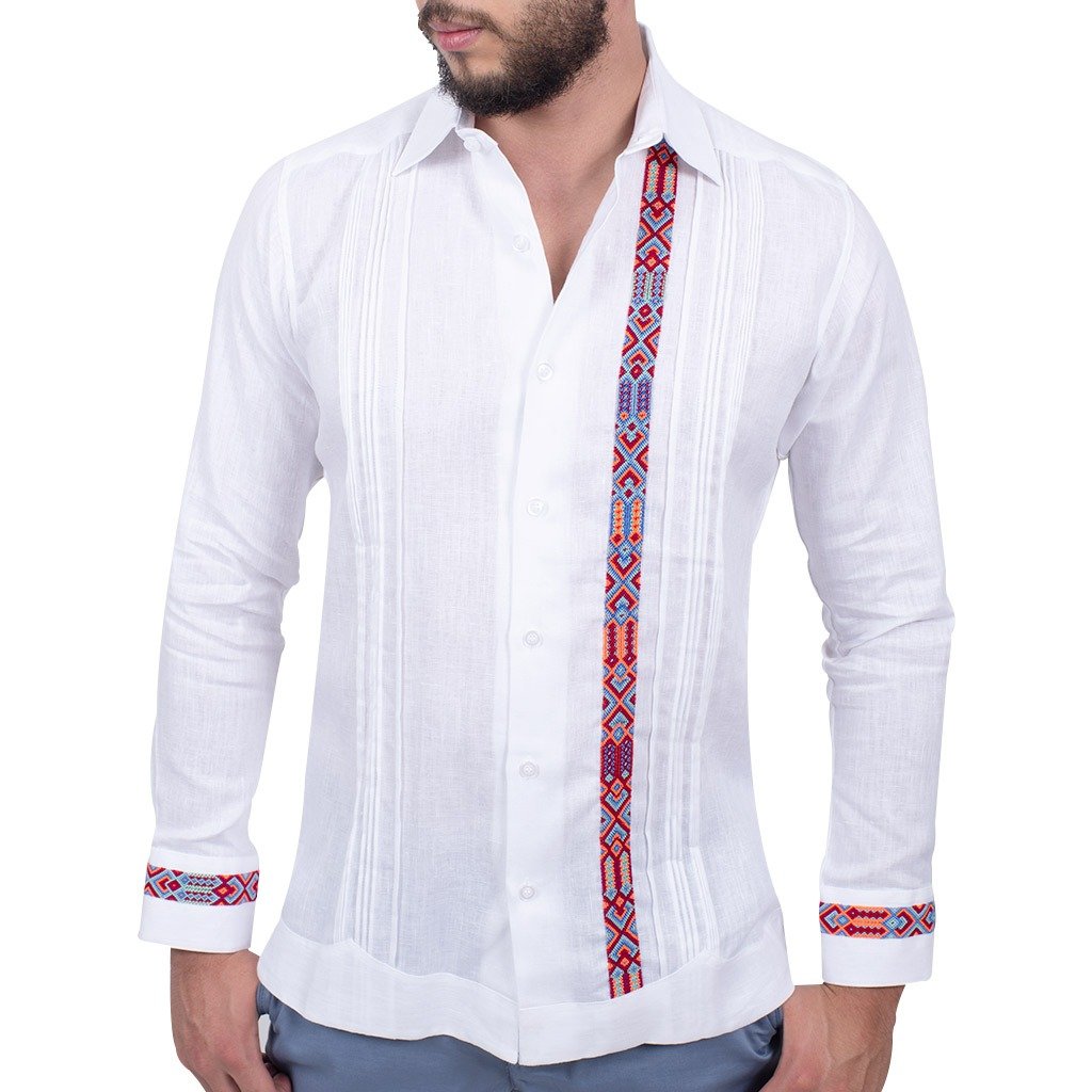 Guayabera Bordada - Modelo Bonampak - Lino, Slim Fit