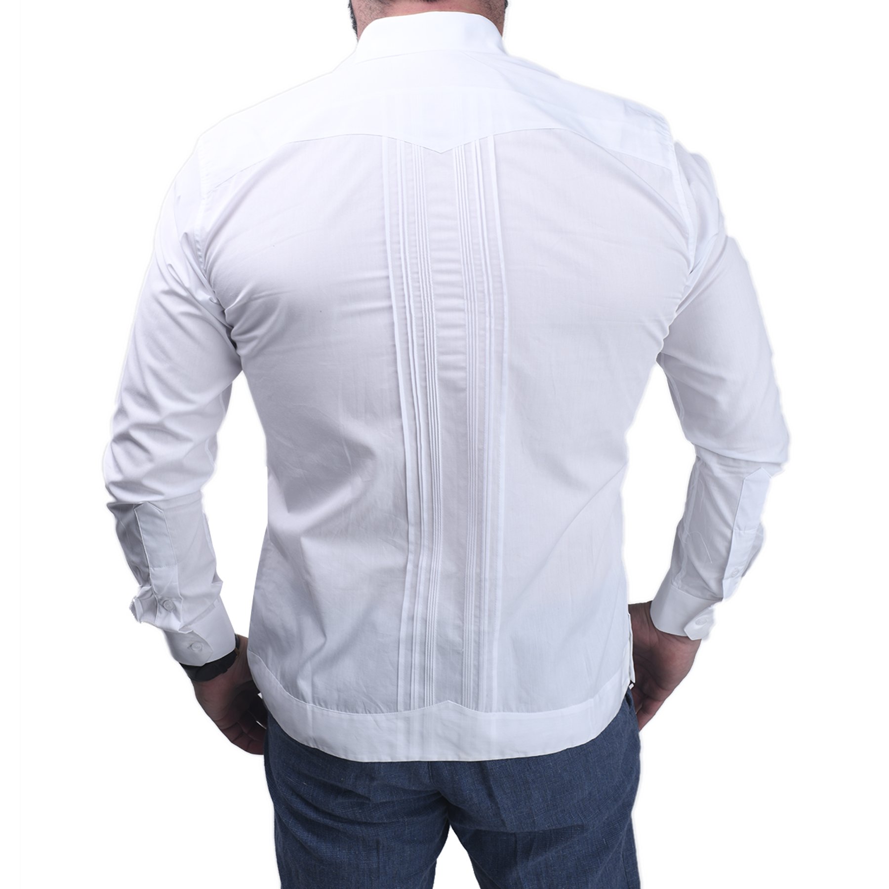 Guayabera Blanca - Modelo Kabah - Con Deshilado - Manga Larga