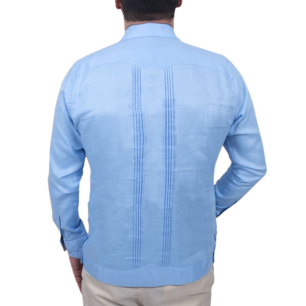 Guayabera Bordada A Mano - Modelo Montebello, Lino Italiano
