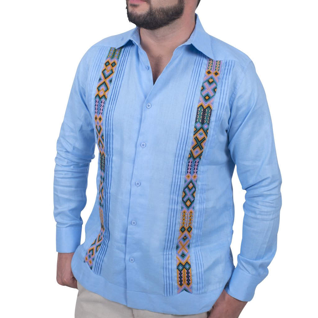 Guayabera Bordada A Mano - Modelo Montebello, Lino Italiano