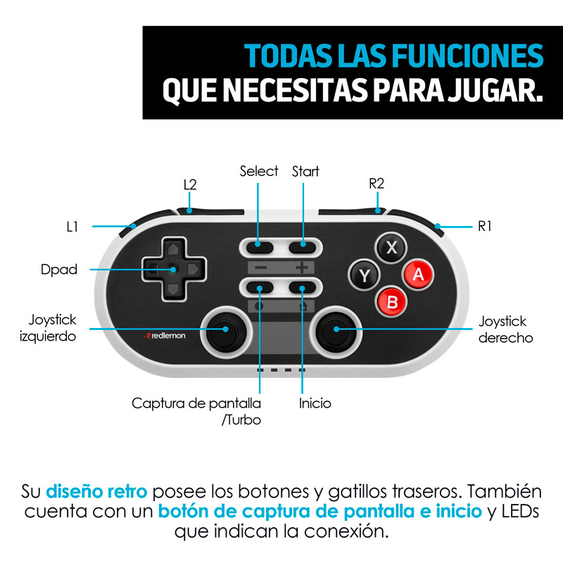 Control para Nintendo Switch Retro Inalámbrico Bluetooth Redlemon