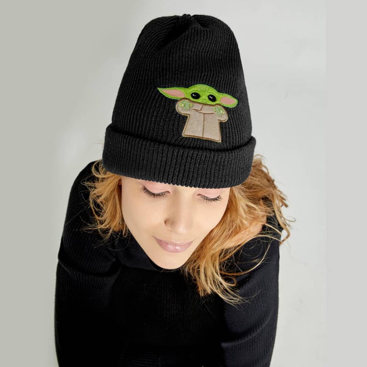 Gorro invernal de Grogu / Baby Yoda de Star Wars, negro, unisex, para el frío, mod. 1031419