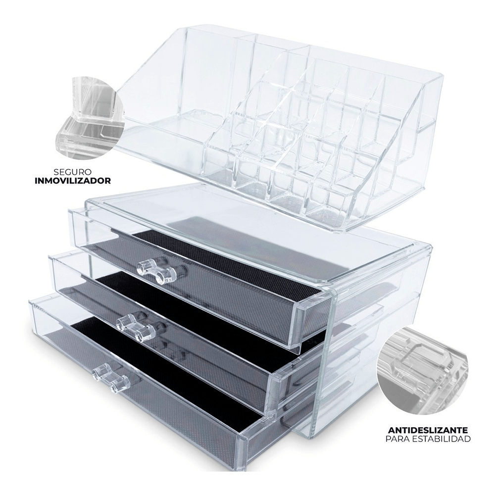 Organizador Para Cosmeticos 3 Cajones Acrilico Maquillaje
