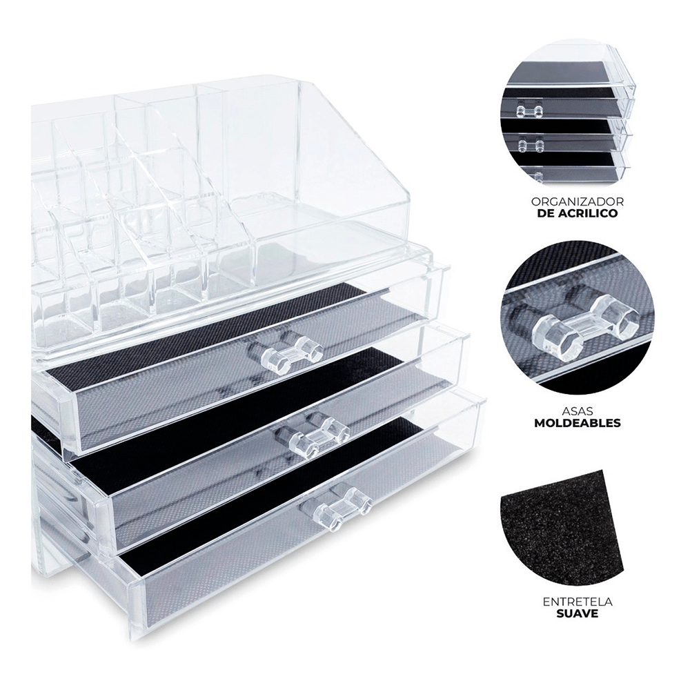 Organizador Para Cosmeticos 3 Cajones Acrilico Maquillaje