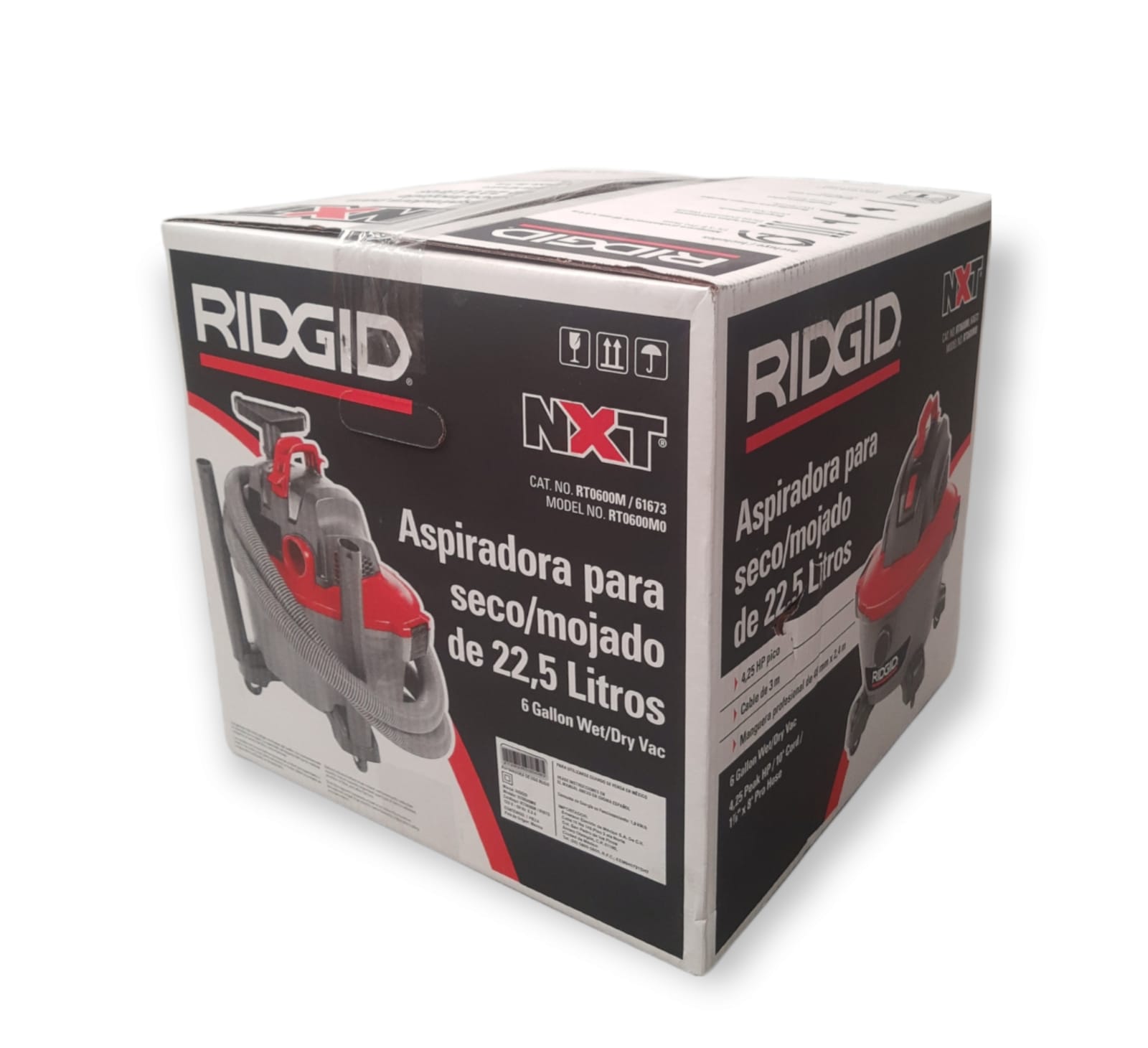ASPIRADORA LIQUIDOS Y SOLIDOS, 6 GALONES, 22,5 LITROS RIDGID 61673