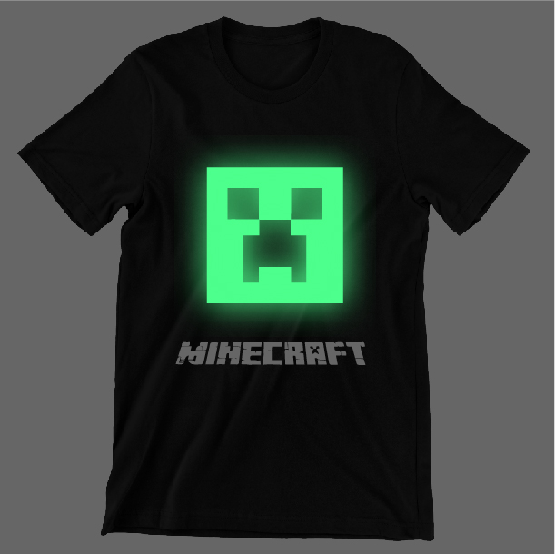 Playera de Minecraft Creeper para niño, Brilla en la oscuridad