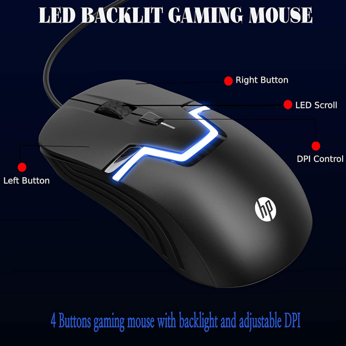 Teclado Gamer HP Anti-ghosting Luz RGB Español Mouse incluido GK1100