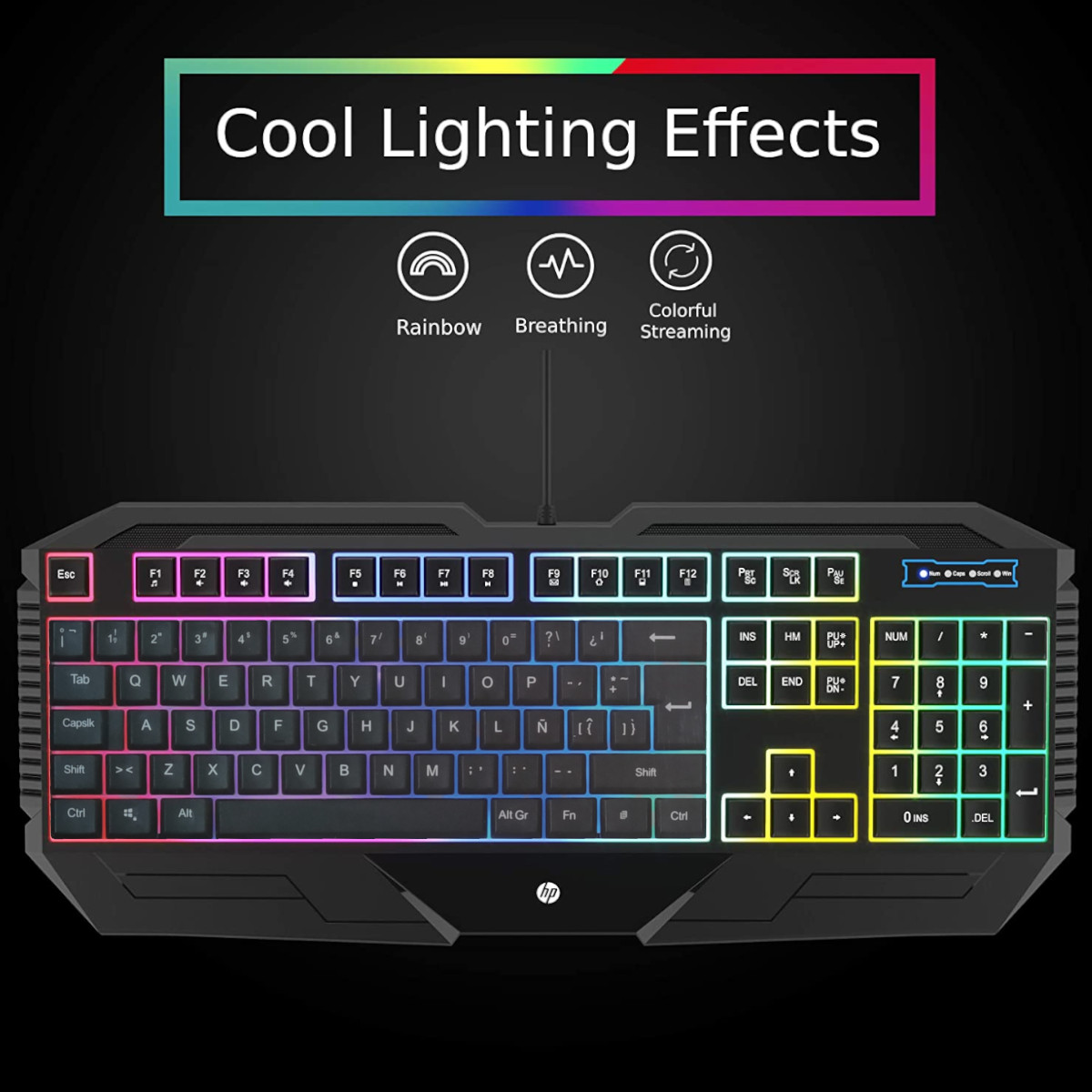 Teclado Gamer HP Anti-ghosting Luz RGB Español Mouse incluido GK1100