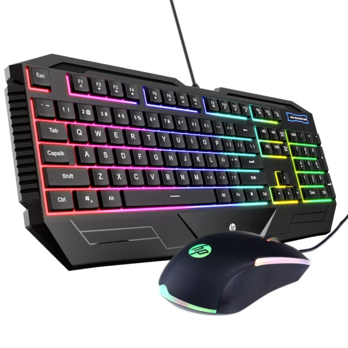 Teclado Gamer HP Anti-ghosting Luz RGB Español Mouse incluido GK1100