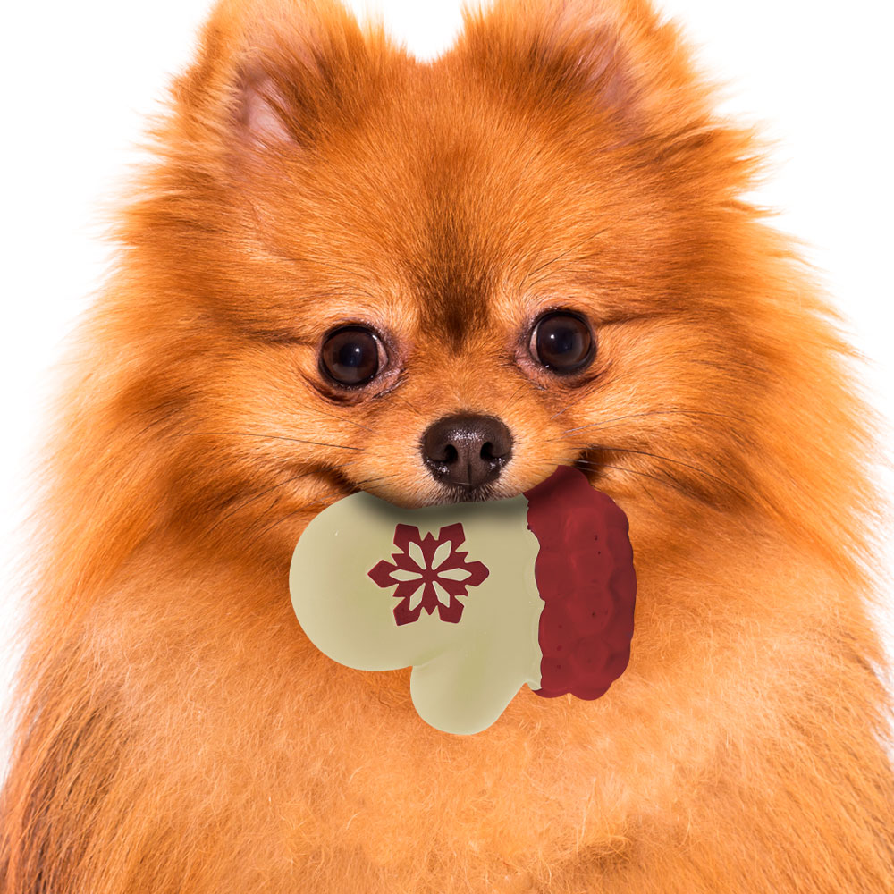 Juguete Chillon Guantes Navideños De Plástico Para Perro Rojo y Blanco