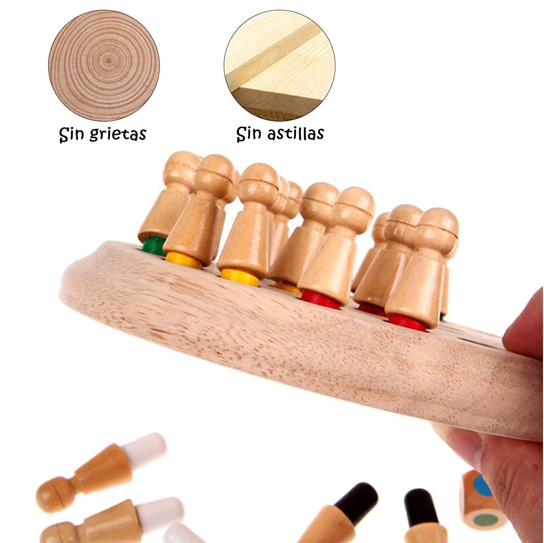 Juego de Memoria en Forma de ajedrez de madera con peones de Colores Yuff!