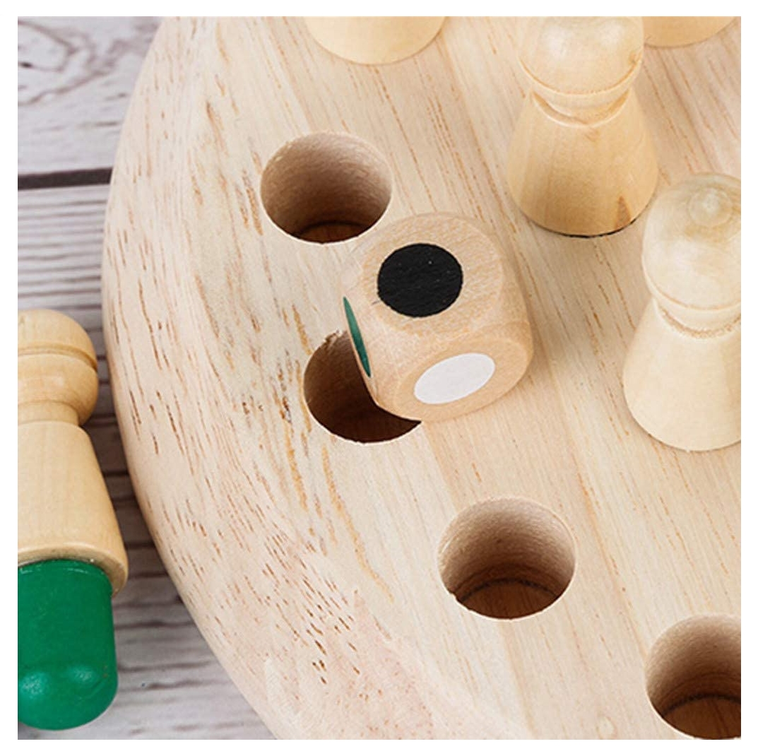 Juego de Memoria en Forma de ajedrez de madera con peones de Colores Yuff!