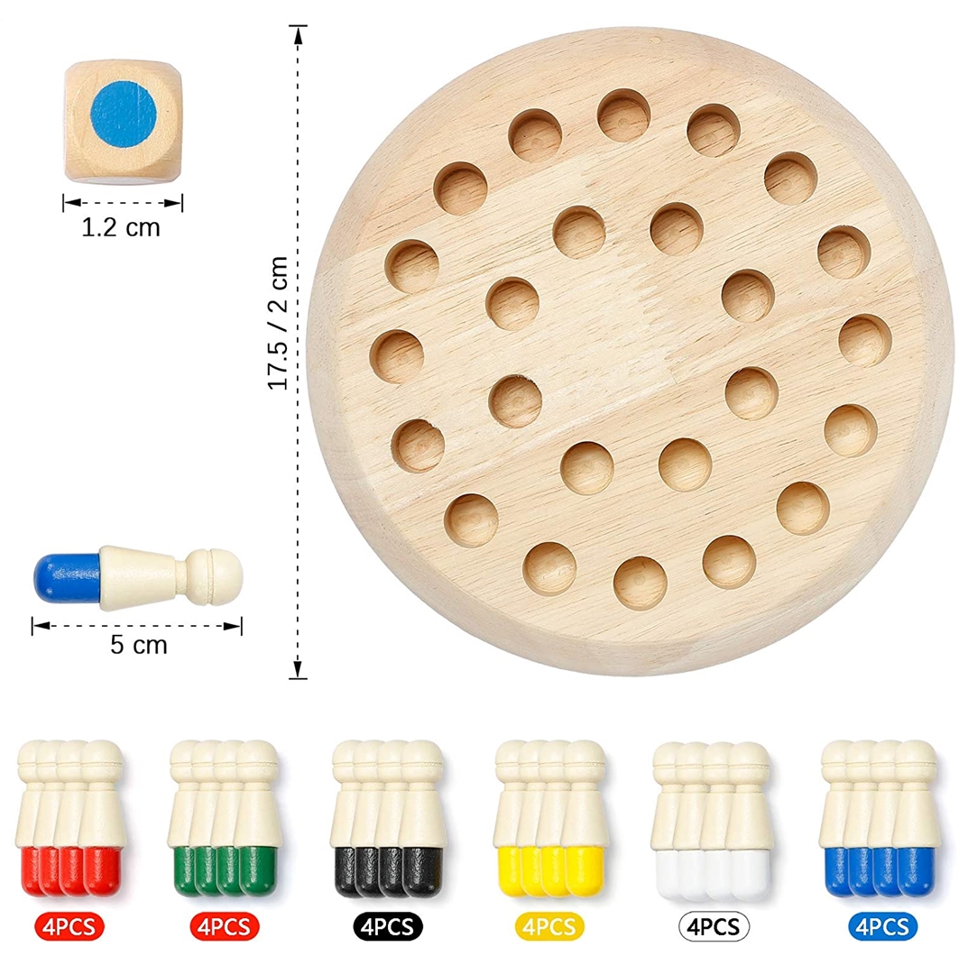 Juego de Memoria en Forma de ajedrez de madera con peones de Colores Yuff!