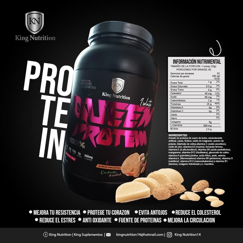QUEEN PROTEIN KING NUTRITION 2 KILOS  62 SERV  SABOR CHOCOLATE 