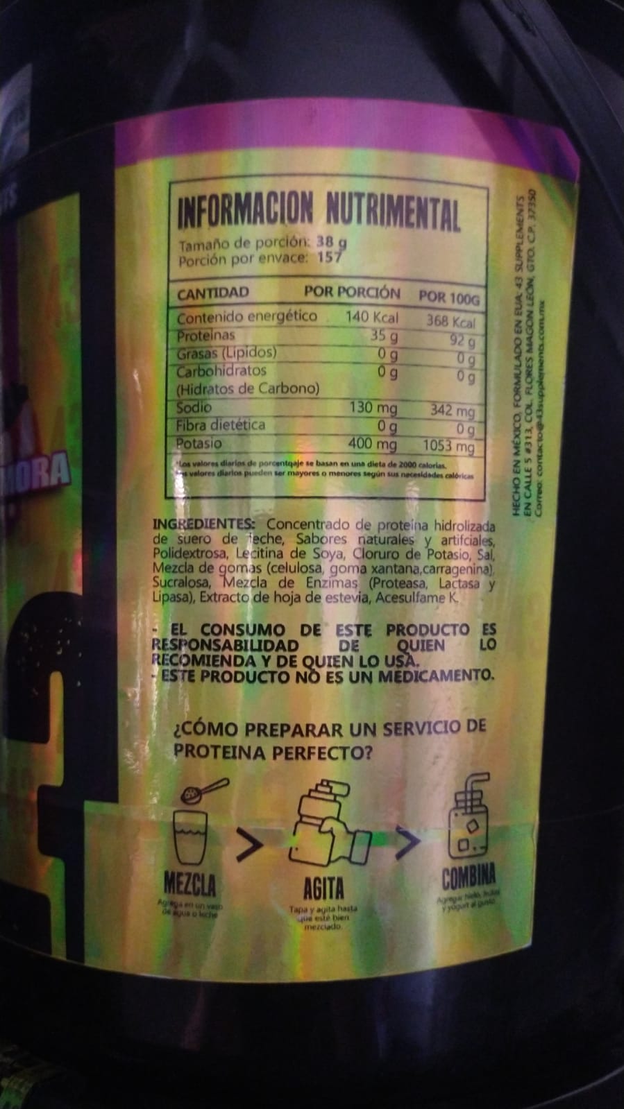 COSTAL 43 HIDROLIZADA ZERO CARBS 6 KILOS + SHAKER DE REGALO SABOR VAINILLA