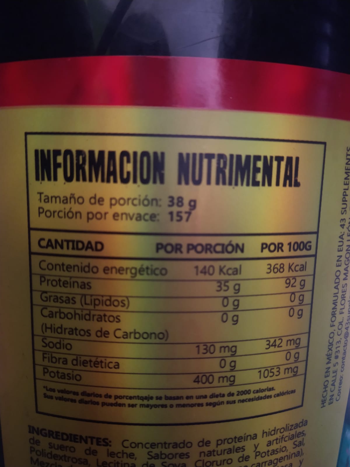 COSTAL 43 HIDROLIZADA ZERO CARBS 6 KILOS + SHAKER DE REGALO SABOR VAINILLA