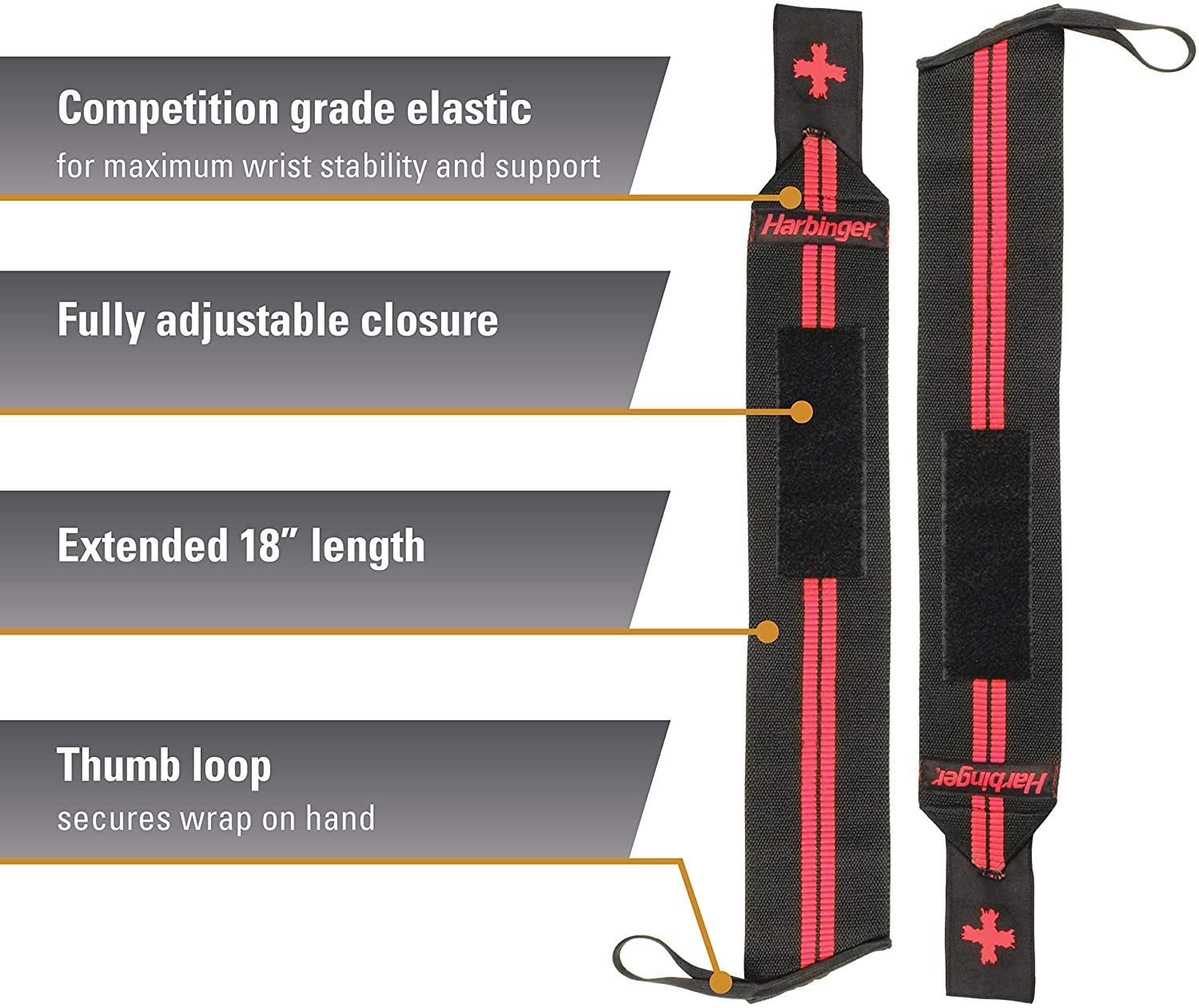 Muñequeras Harbinger Humanx Red Line Wrist Wrap Crossfit 7044300