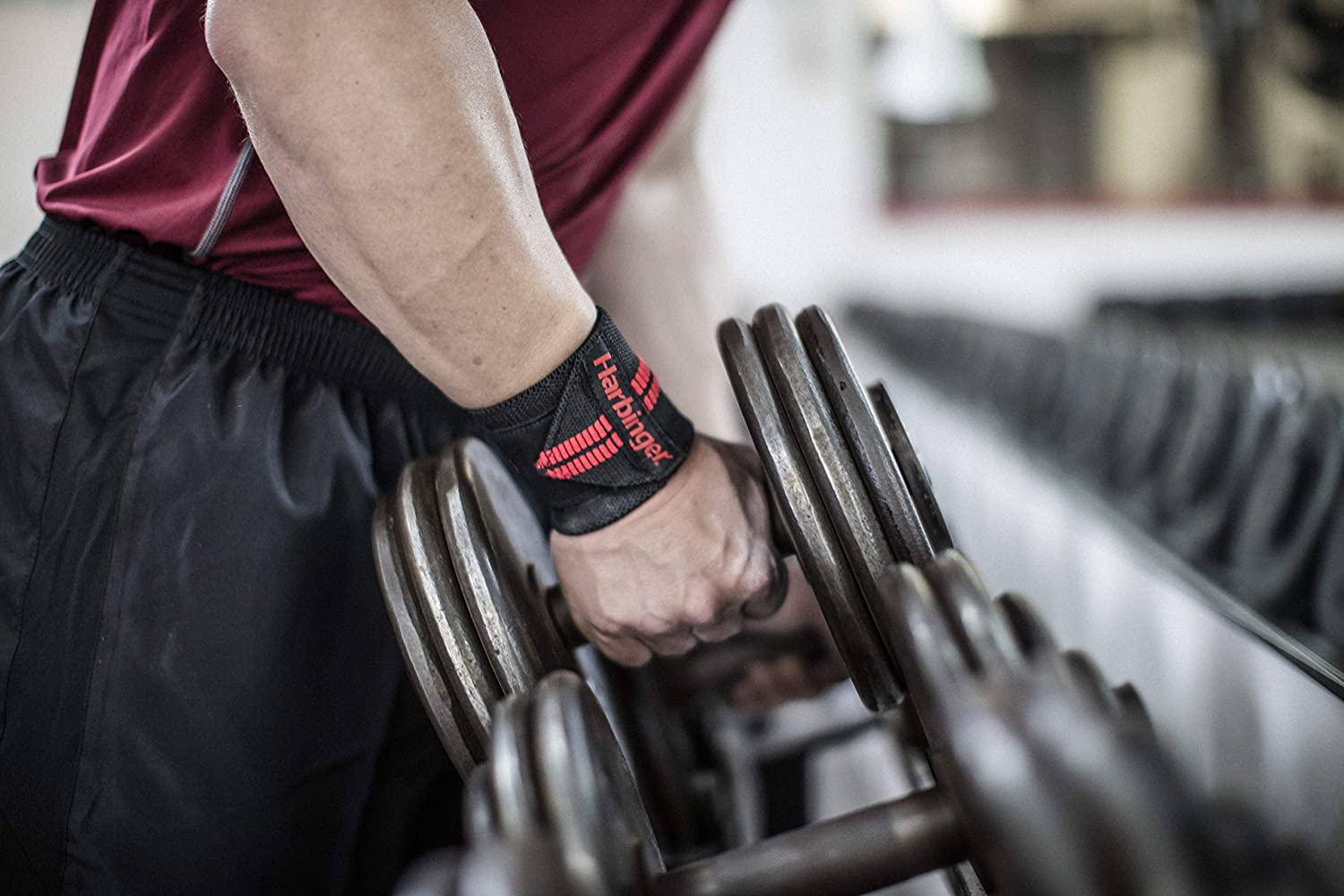 Muñequeras Harbinger Humanx Red Line Wrist Wrap Crossfit 7044300