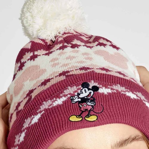Gorro invernal de Mickey Mouse (Disney), ideal para los fríos y la navidad, color rosa con blanco, unitalla, mod. 1031428