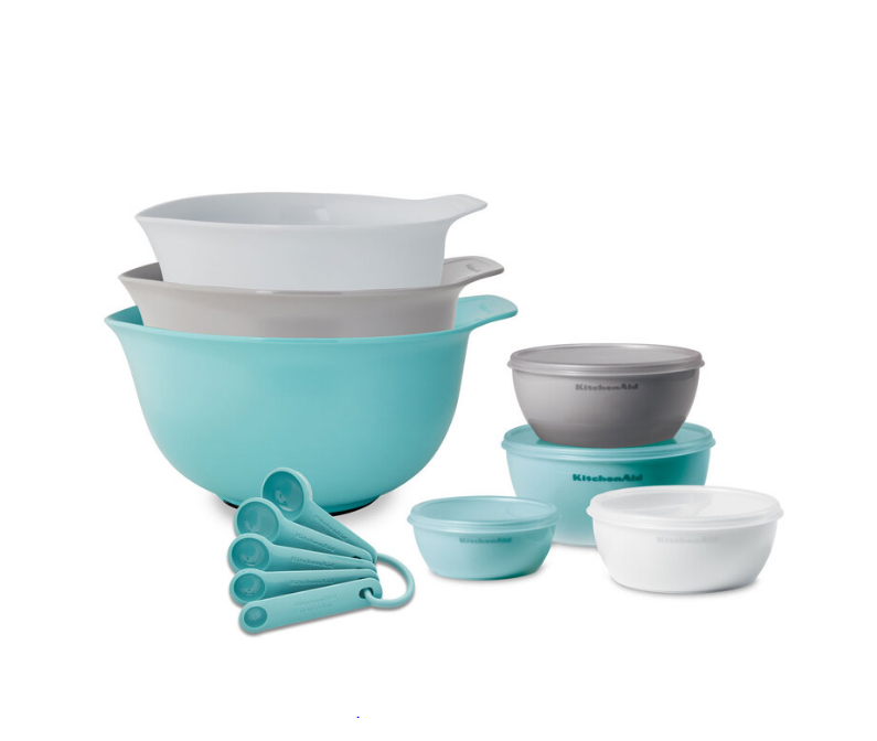 BOWLS Y CUCHARAS MEDI- DORAS. 12 PIEZAS KITCHENAID AZUL
