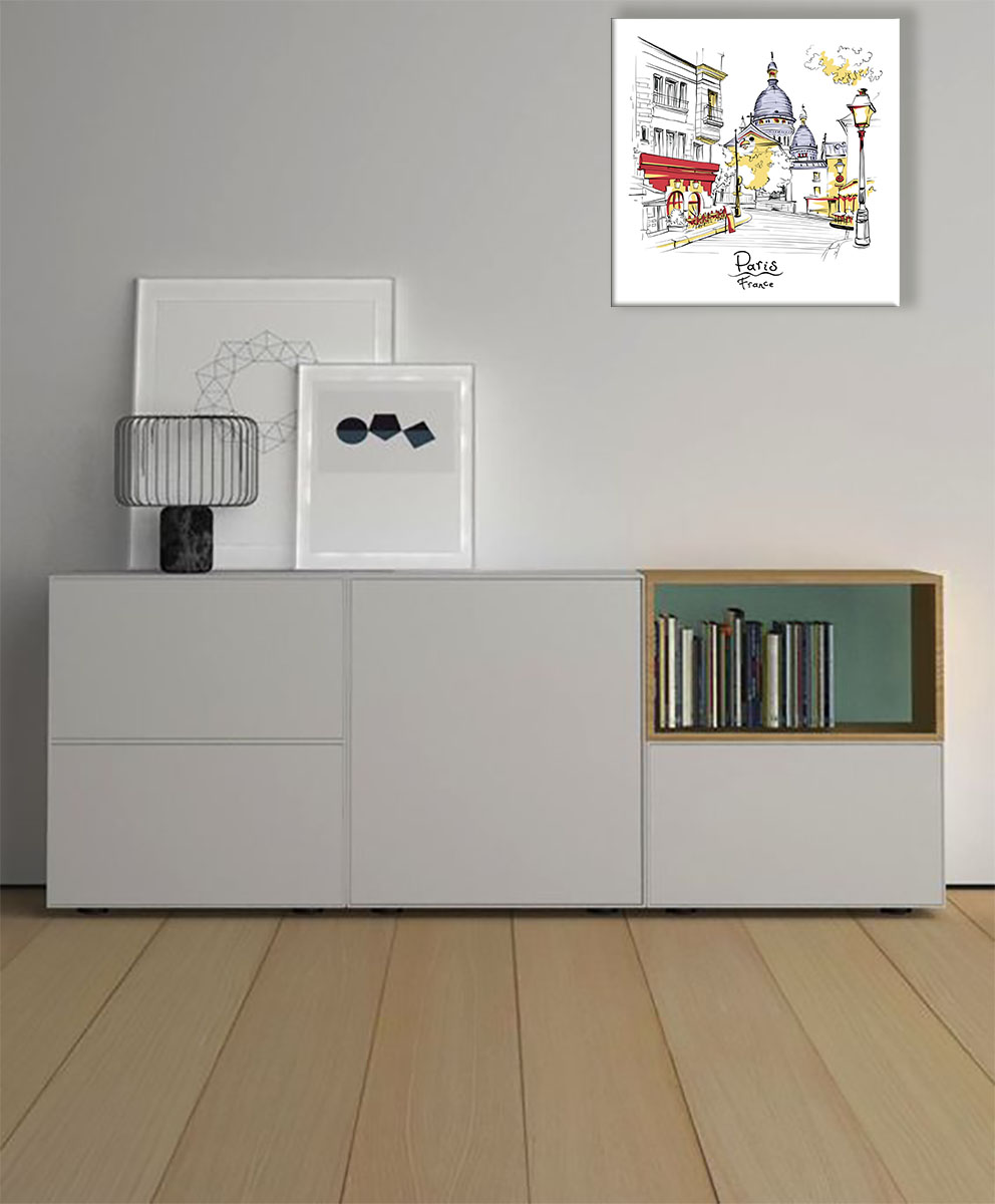 Cuadro Decorativo Canvas Pintura Ciudad De París 30x30 Cm