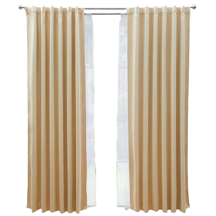 Set De Cortinas Para Sala | Cortinas Blackout Beige + Traslúcidas + Cortinero